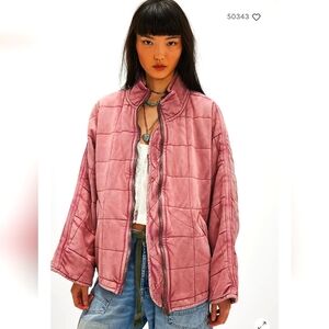 Free People - Dolman Quilted Knit Jacket - Pink - Size Small